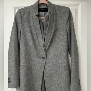 Zara Grey Tailored Single-Button Trench Coat